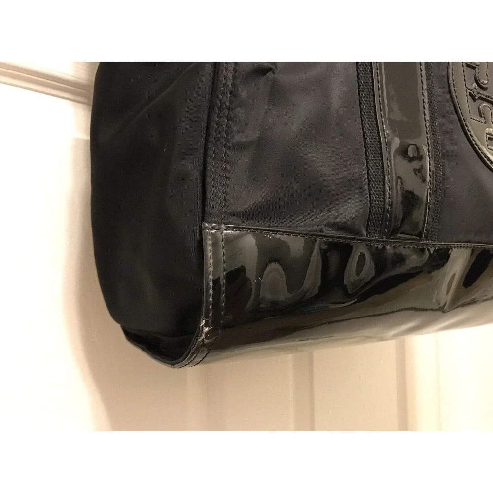 Tory Burch Tote Bag Black Patent Leather Nylon Large - Picture 9 of 16